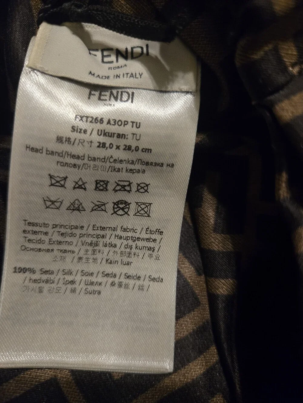 Fendi Black & Brown FF Monogram Silk Headband